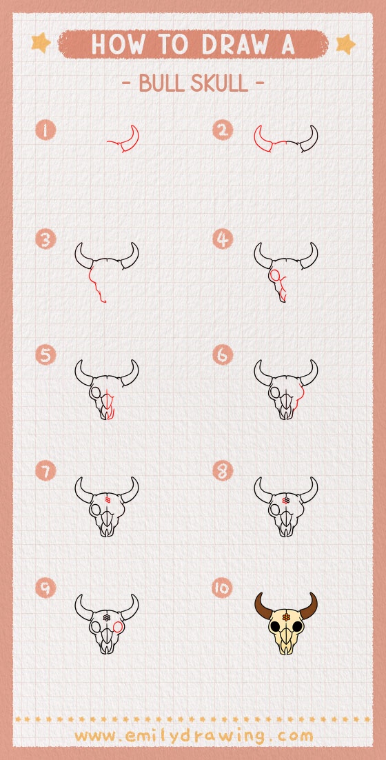 how to draw a bull skull pinterest pin